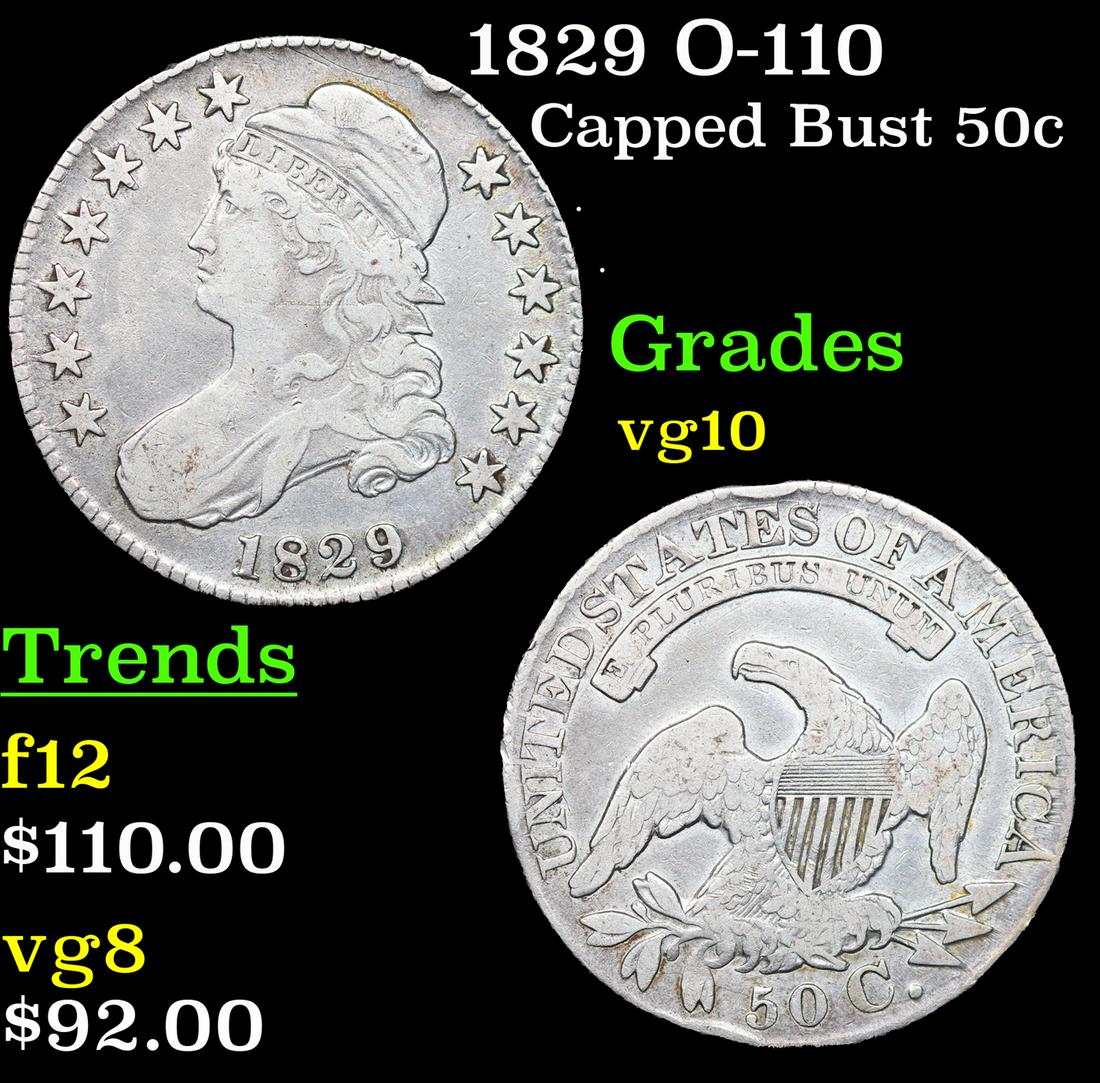 1829 Capped Bust Half Dollar O-110 50c Grades vg+ (1 of 3)