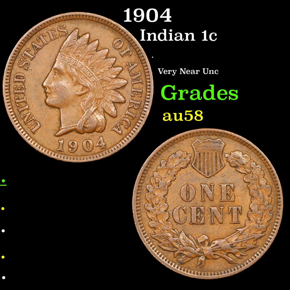 1904 Indian Cent 1c Grades Choice AU/BU Slider (1 of 3)