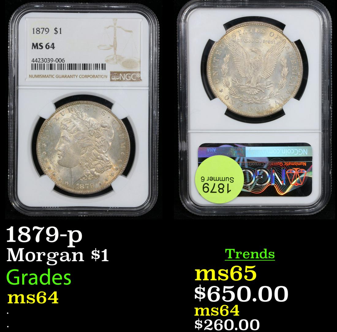 NGC 1879-p Morgan Dollar $1 Graded ms64 By NGC (1 of 3)