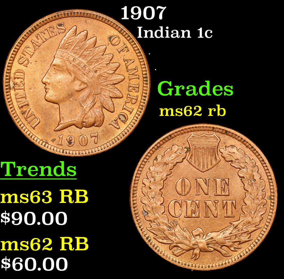1907 Indian Cent 1c Grades Select Unc RB (1 of 3)