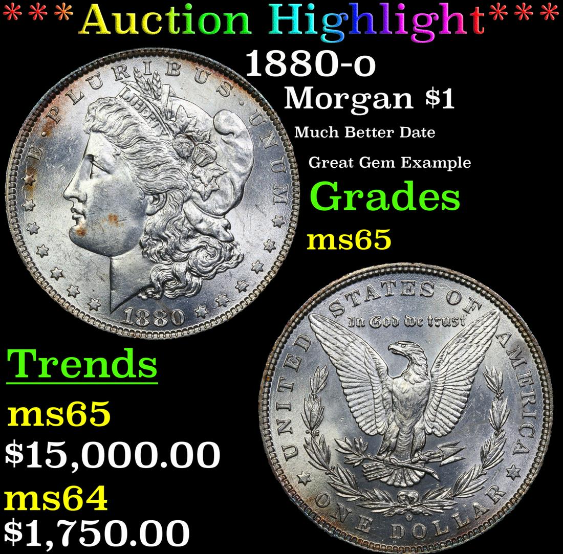 ***Auction Highlight*** 1880-o Morgan Dollar $1 Graded GEM Unc By USCG (fc) (1 of 5)