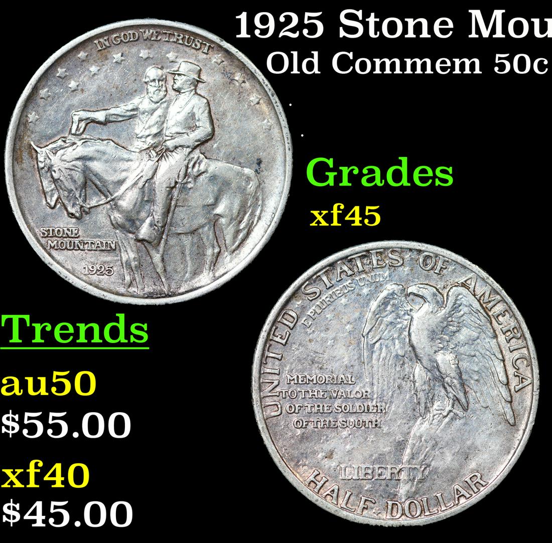 1925 Stone Mountain Old Commem Half Dollar 50c Grades xf+ (1 of 3)