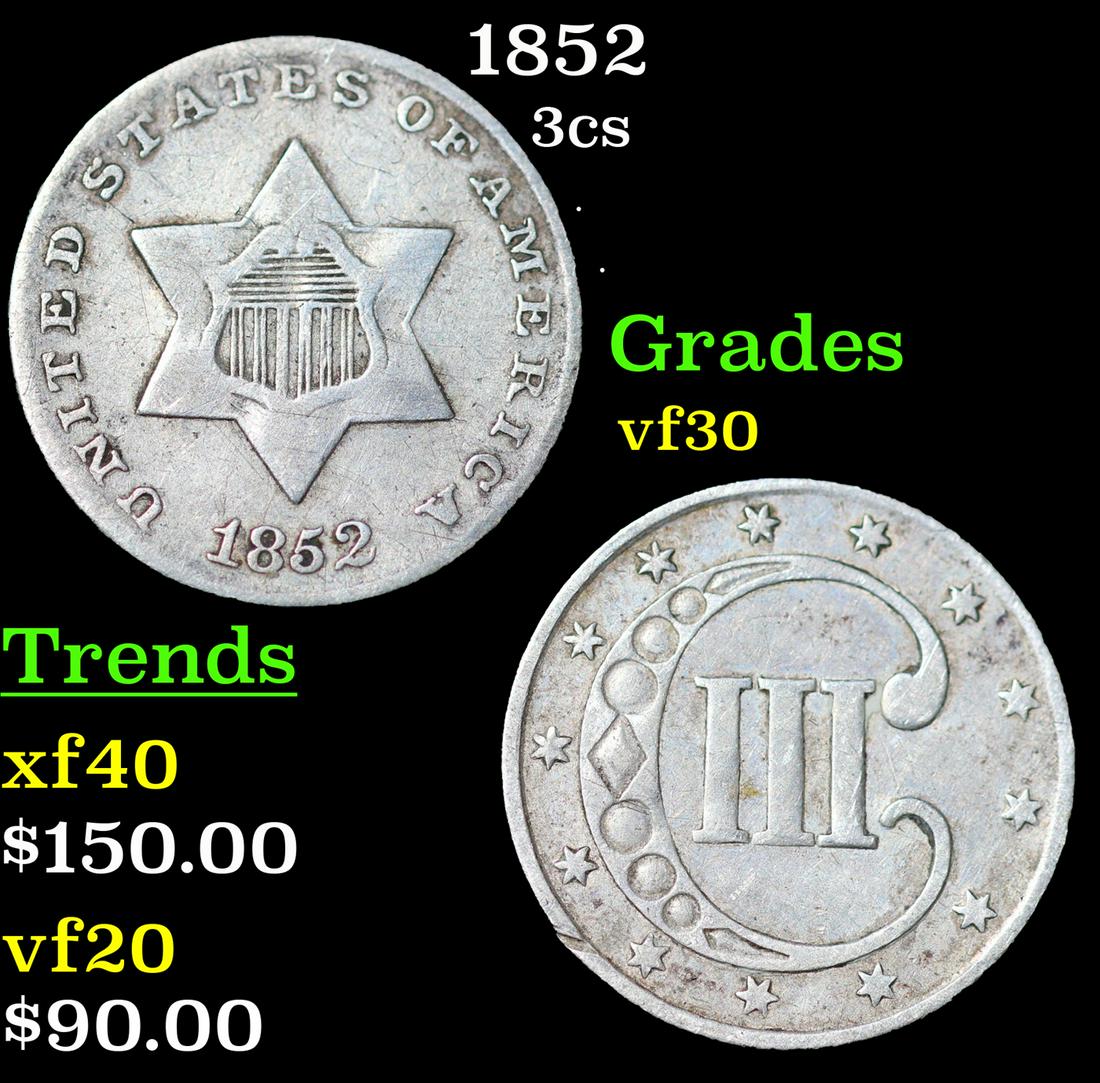 1852 Three Cent Silver 3cs Grades vf++ (1 of 3)