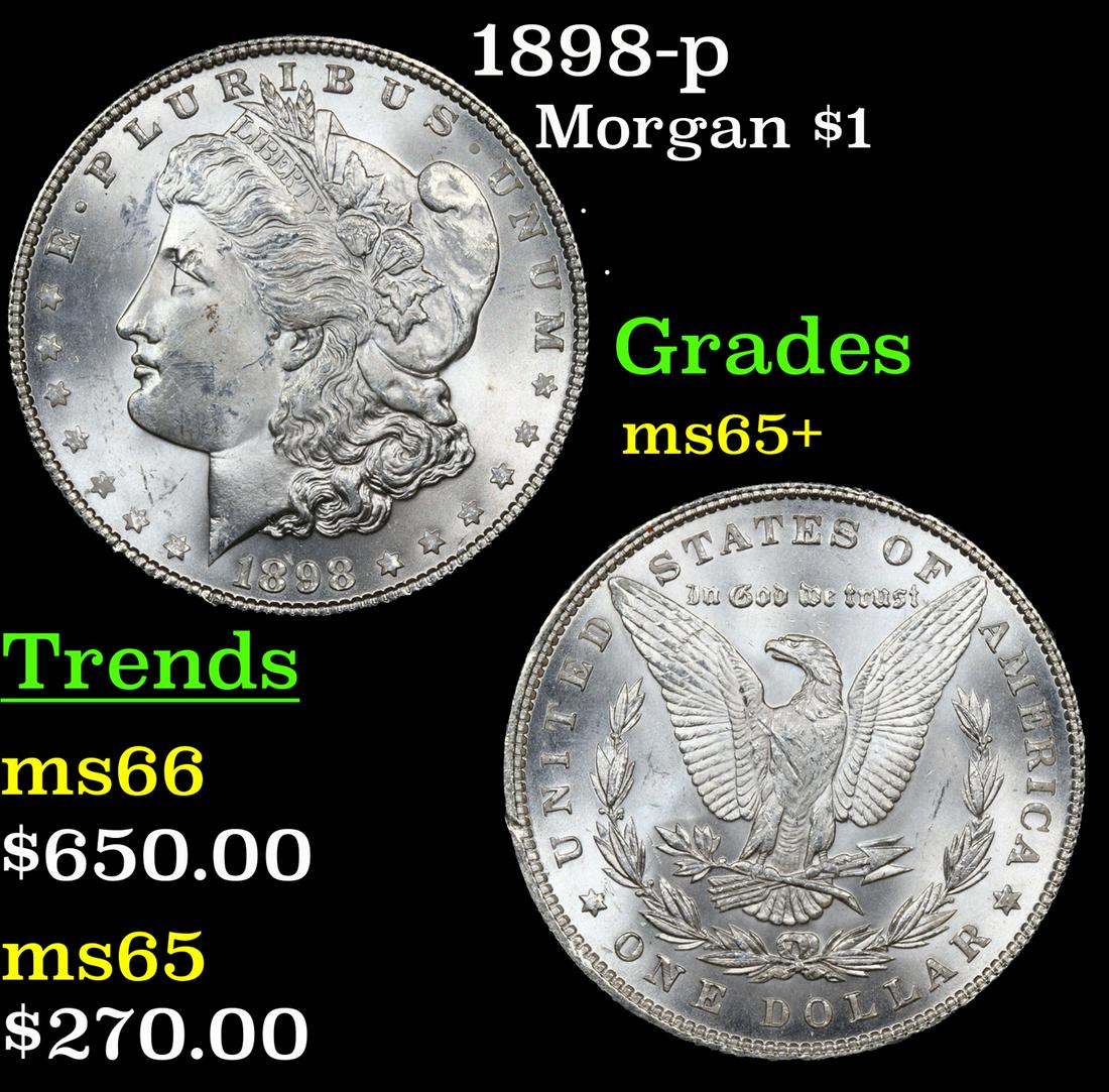 1898-p Morgan Dollar $1 Grades GEM+ Unc (1 of 3)