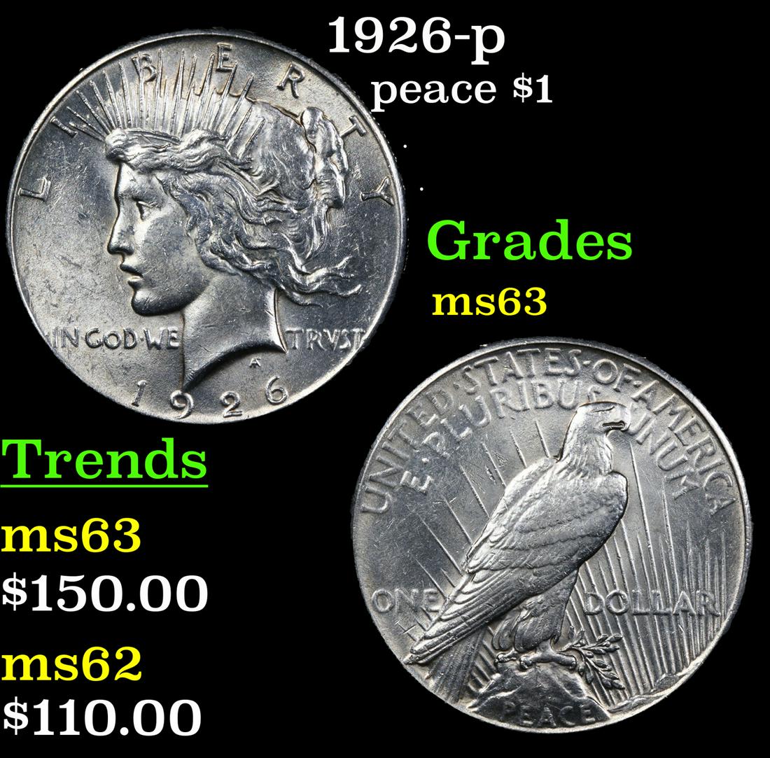 1926-p Peace Dollar $1 Grades Select Unc (1 of 3)