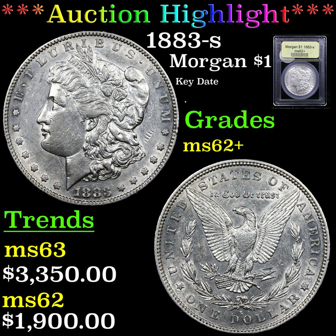***Auction Highlight*** 1883-s Morgan Dollar $1 Graded Select Unc By USCG (fc) (1 of 5)