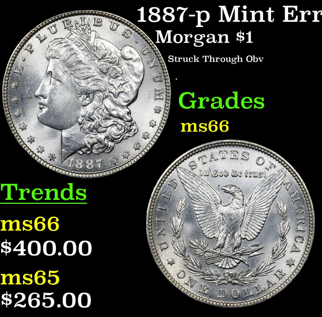 1887-p Morgan Dollar Mint Error $1 Grades GEM+ Unc (1 of 3)