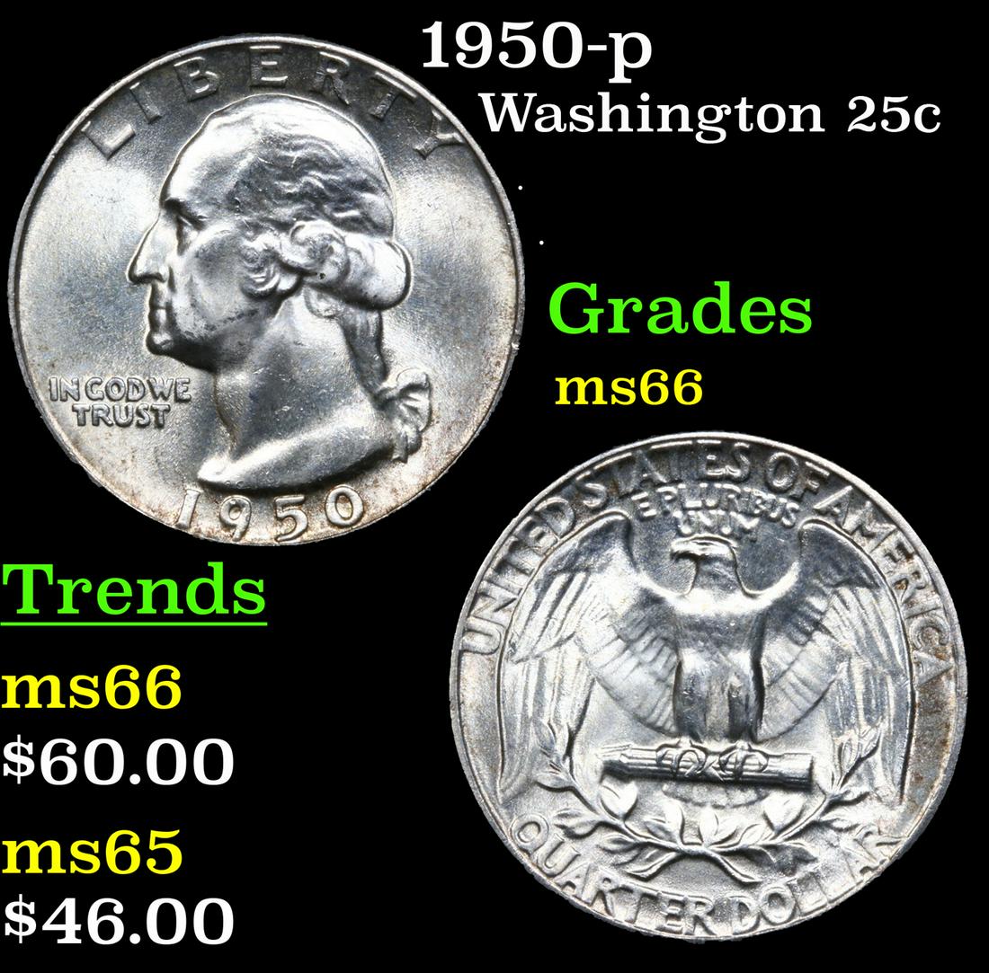 1950-p Washington Quarter 25c Grades GEM+ Unc (1 of 3)