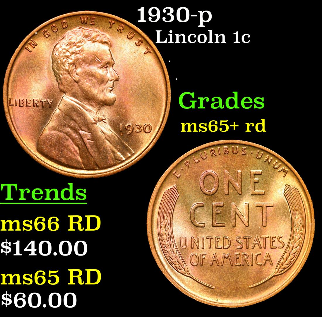 1930-p Lincoln Cent 1c Grades Gem+ Unc RD (1 of 3)