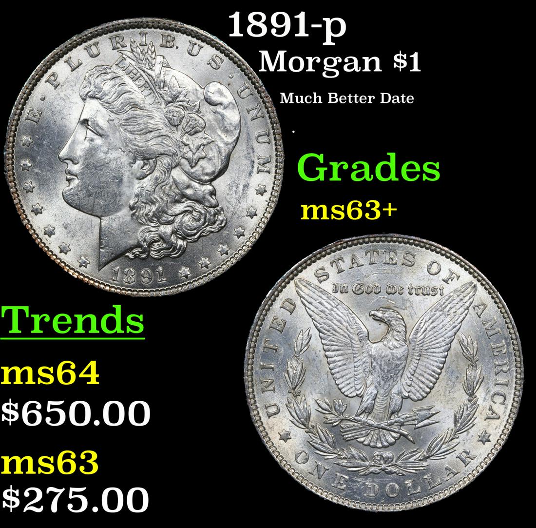 1891-p Morgan Dollar $1 Grades Select+ Unc (1 of 3)