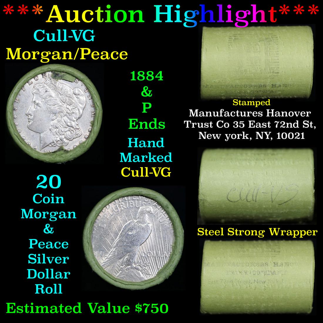 ***Auction Highlight*** 1896 Morgan & P Peace Ends Cull-VG Mixed Morgan/Peace Silver Dollar Shotgun (1 of 6)