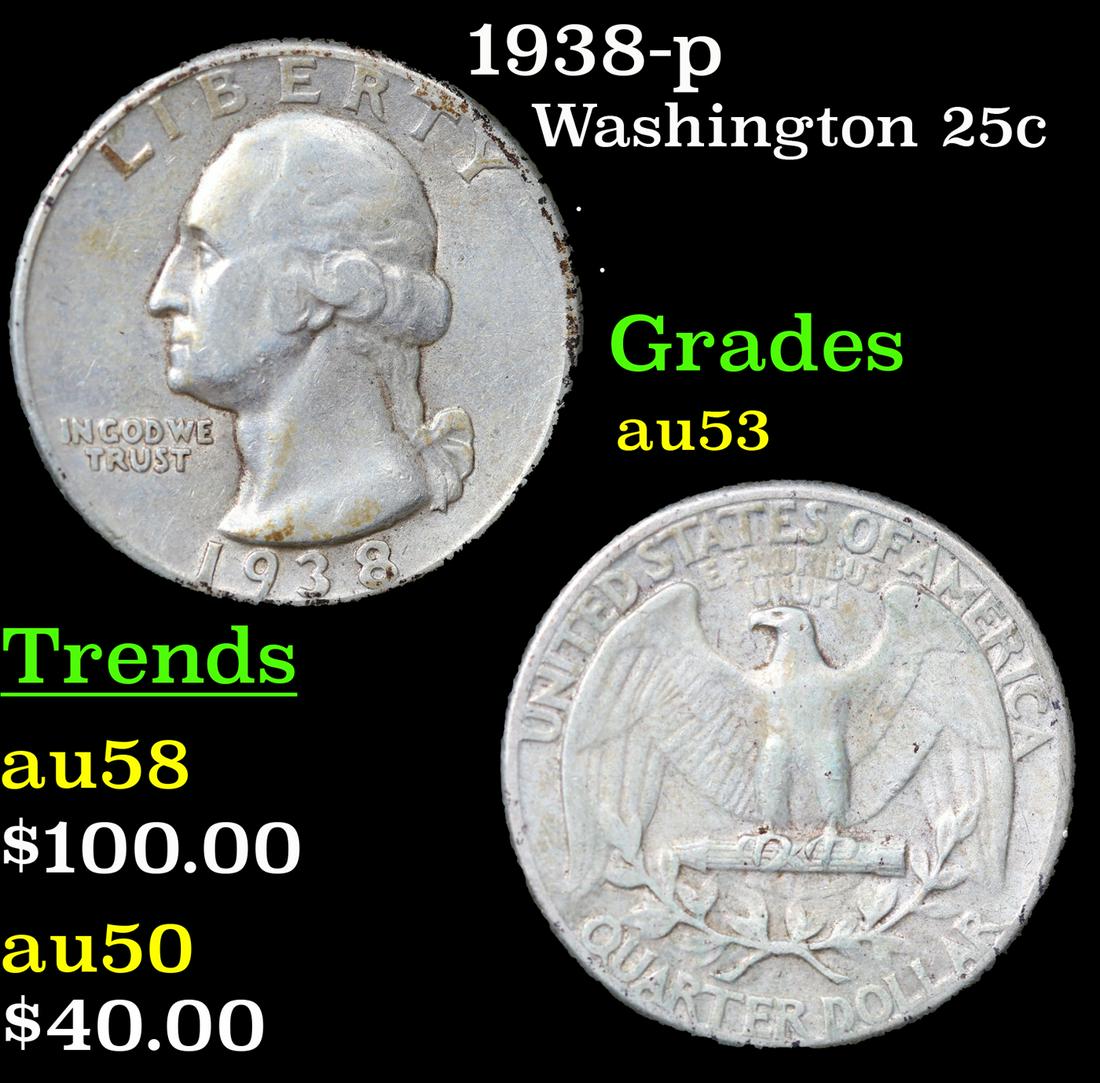 1938-p Washington Quarter 25c Grades Select AU (1 of 3)