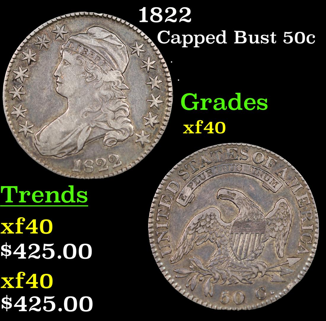 1822 Capped Bust Half Dollar 50c Graded xf40 BY SEGS (1 of 5)