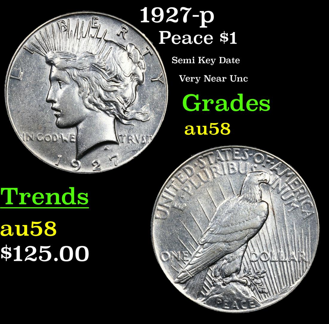 1927-p Peace Dollar $1 Grades Choice AU/BU Slider (1 of 3)