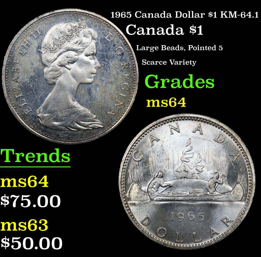 1965 Canada Dollar $1 KM-64.1 Grades Choice Unc (1 of 3)