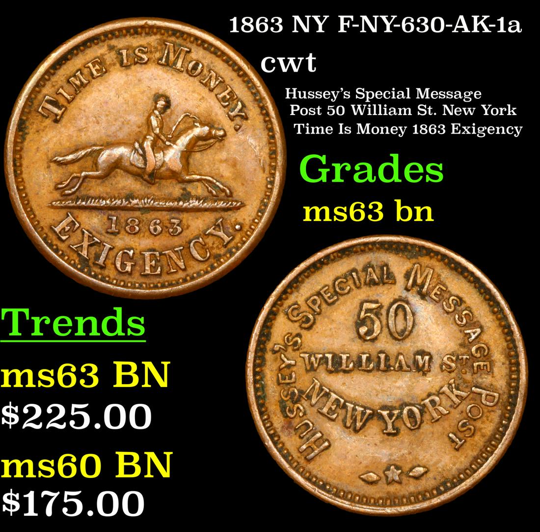 1863 NY Civil War Token F-NY-630-AK-1a 1c Grades Select Unc BN (1 of 3)