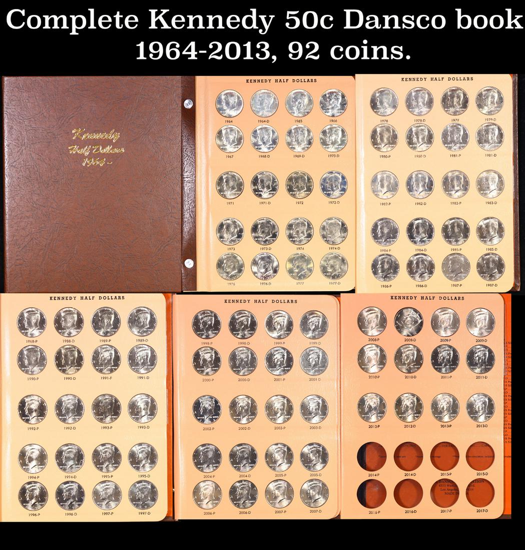 Complete Kennedy 50c Dansco book,  1964-2013, 92 coins. (1 of 7)