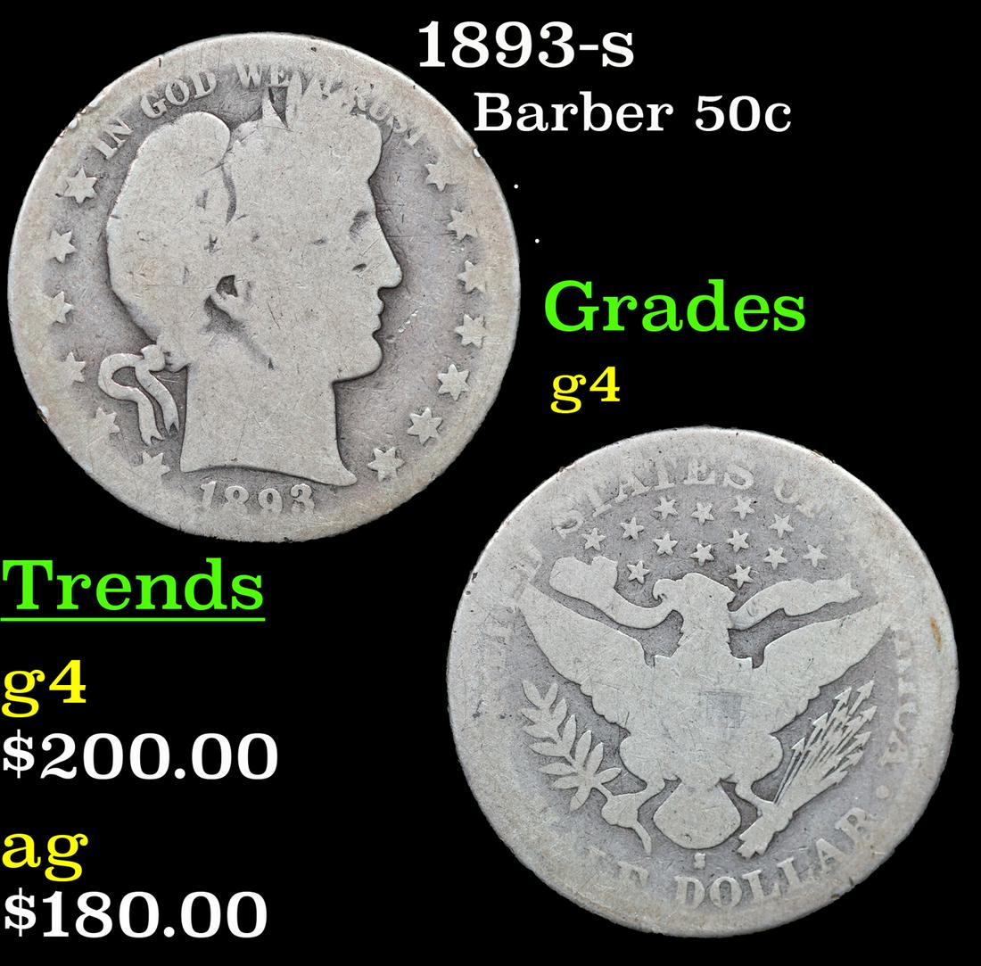 1893-s Barber Half Dollars 50c Graded g4 BY SEGS (1 of 5)