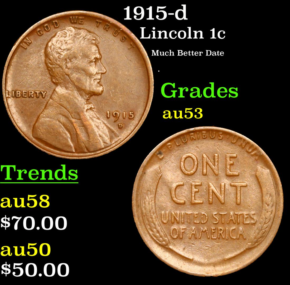 1915-d Lincoln Cent 1c Grades Select AU (1 of 3)