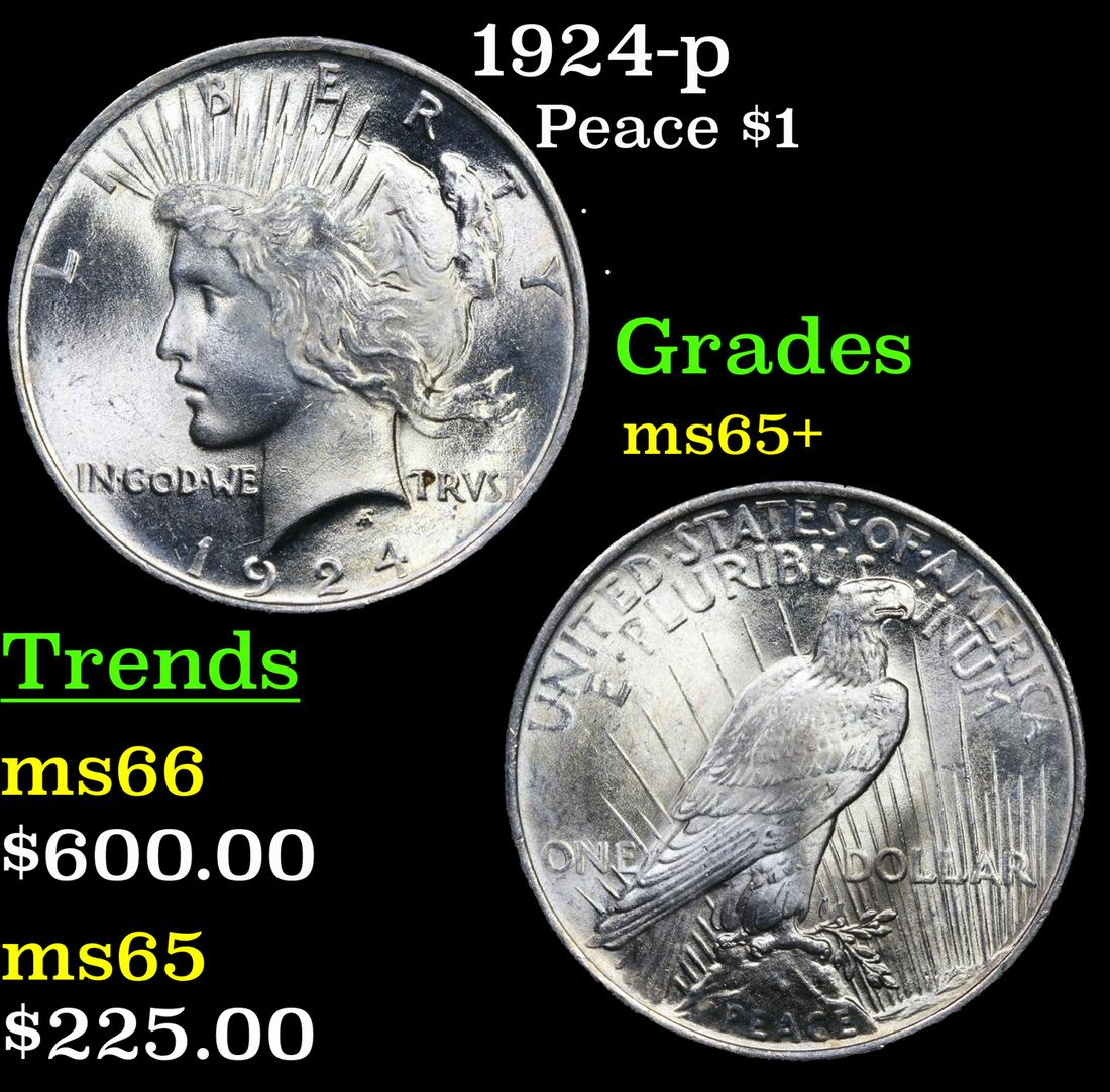 1924-p Peace Dollar $1 Grades GEM+ Unc (1 of 3)