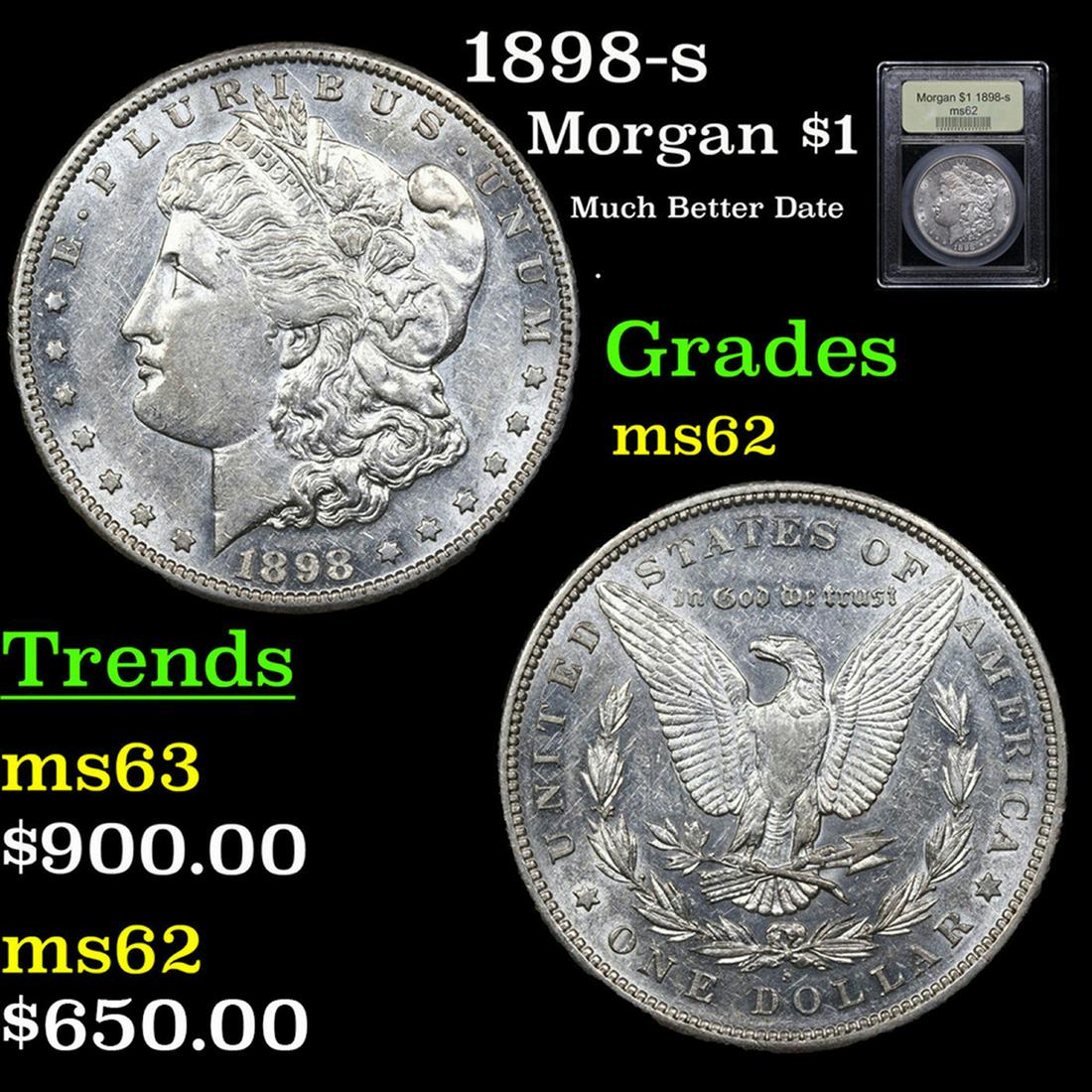 1898-s Morgan Dollar 1 Grades Select Unc By USCG (1 of 5)