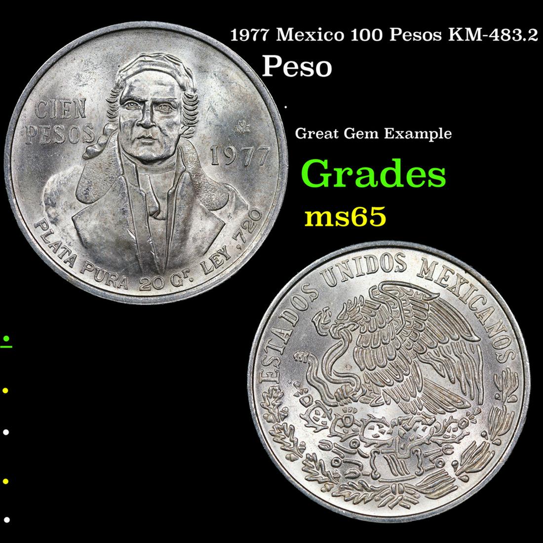 1977 Mexico 100 Pesos KM-483.2 Grades GEM Unc (1 of 3)