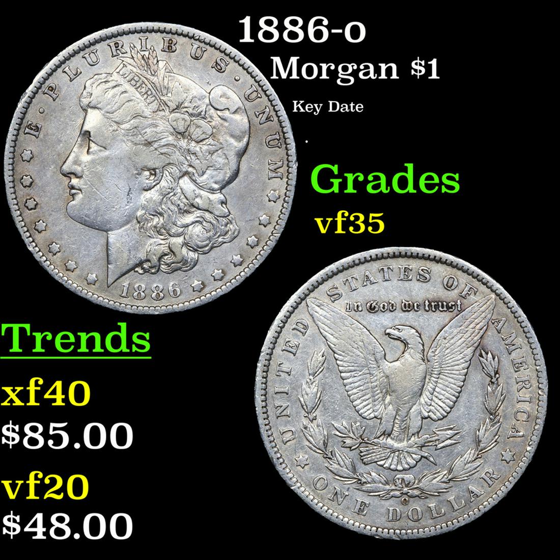 1886-o Morgan Dollar $1 Grades vf++ (1 of 3)
