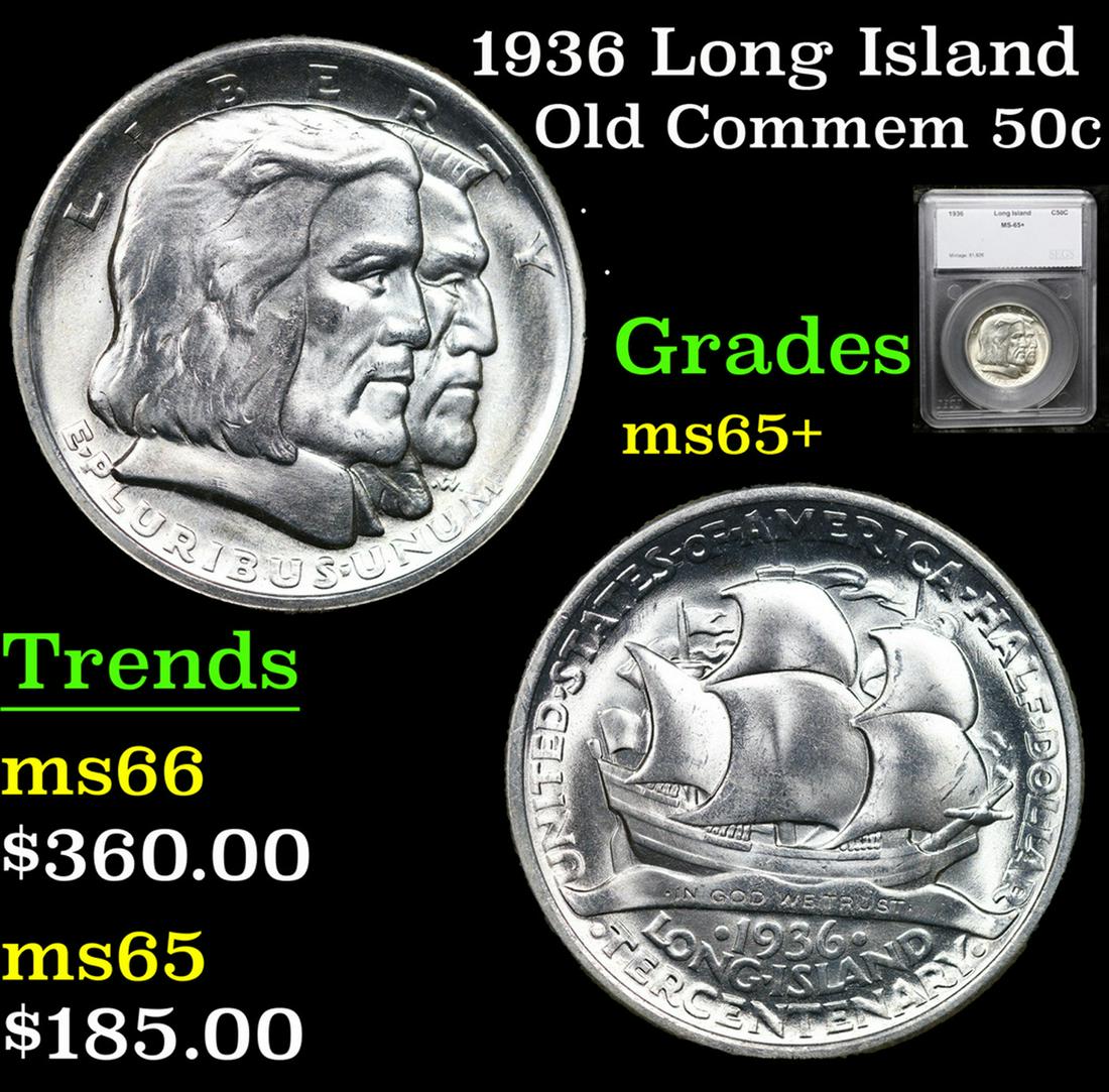 1936 Long Island Old Commem Half Dollar 50c Graded ms65+ BY SEGS (1 of 5)