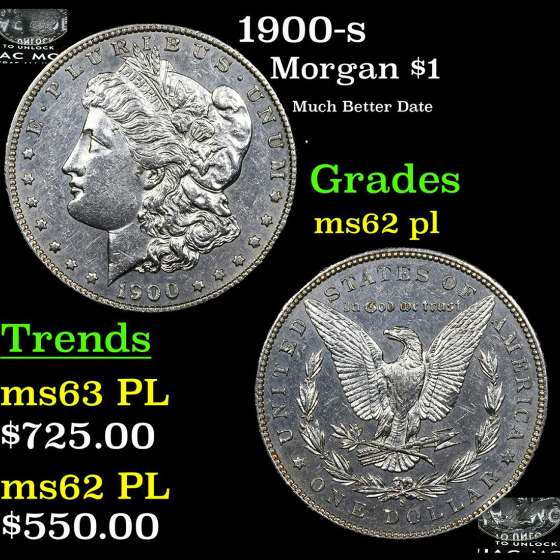 1900-s Morgan Dollar 1 Grades Select Unc PL (1 of 5)