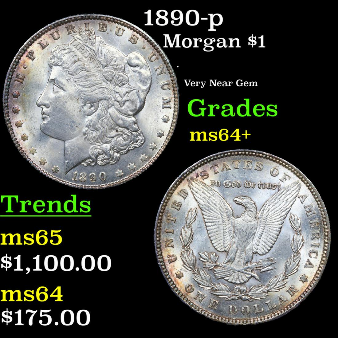1890-p Morgan Dollar $1 Grades Choice+ Unc (1 of 3)