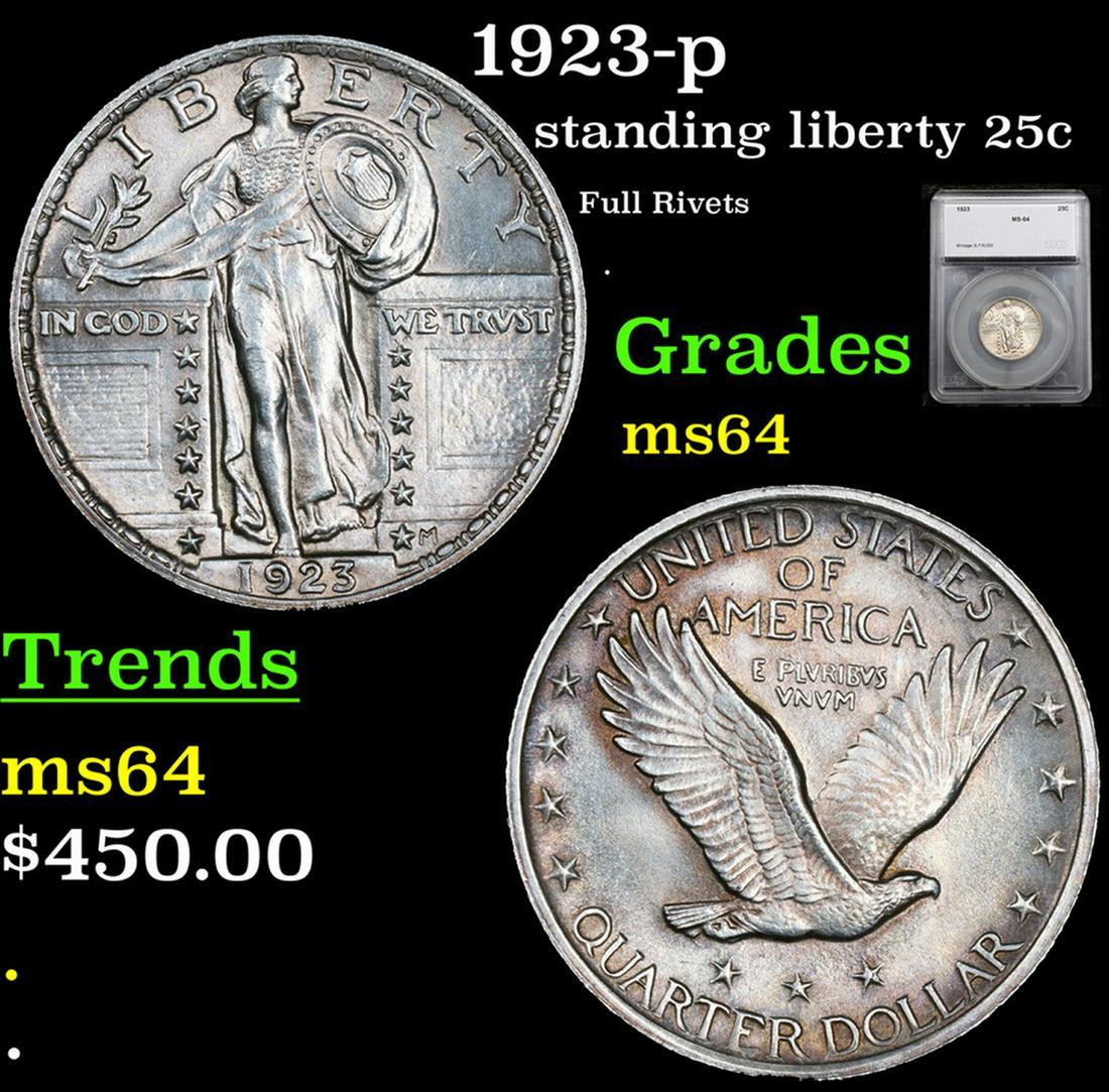 1923-p Standing Liberty Quarter 25c Graded ms64 By SEGS. (1 of 5)