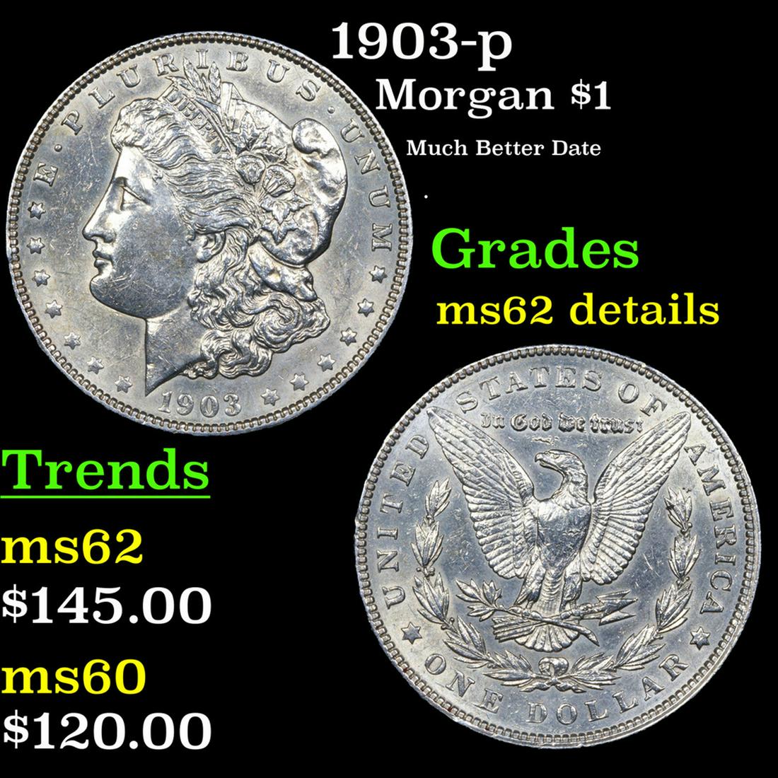 1903-p Morgan Dollar $1 Grades Unc Details (1 of 3)