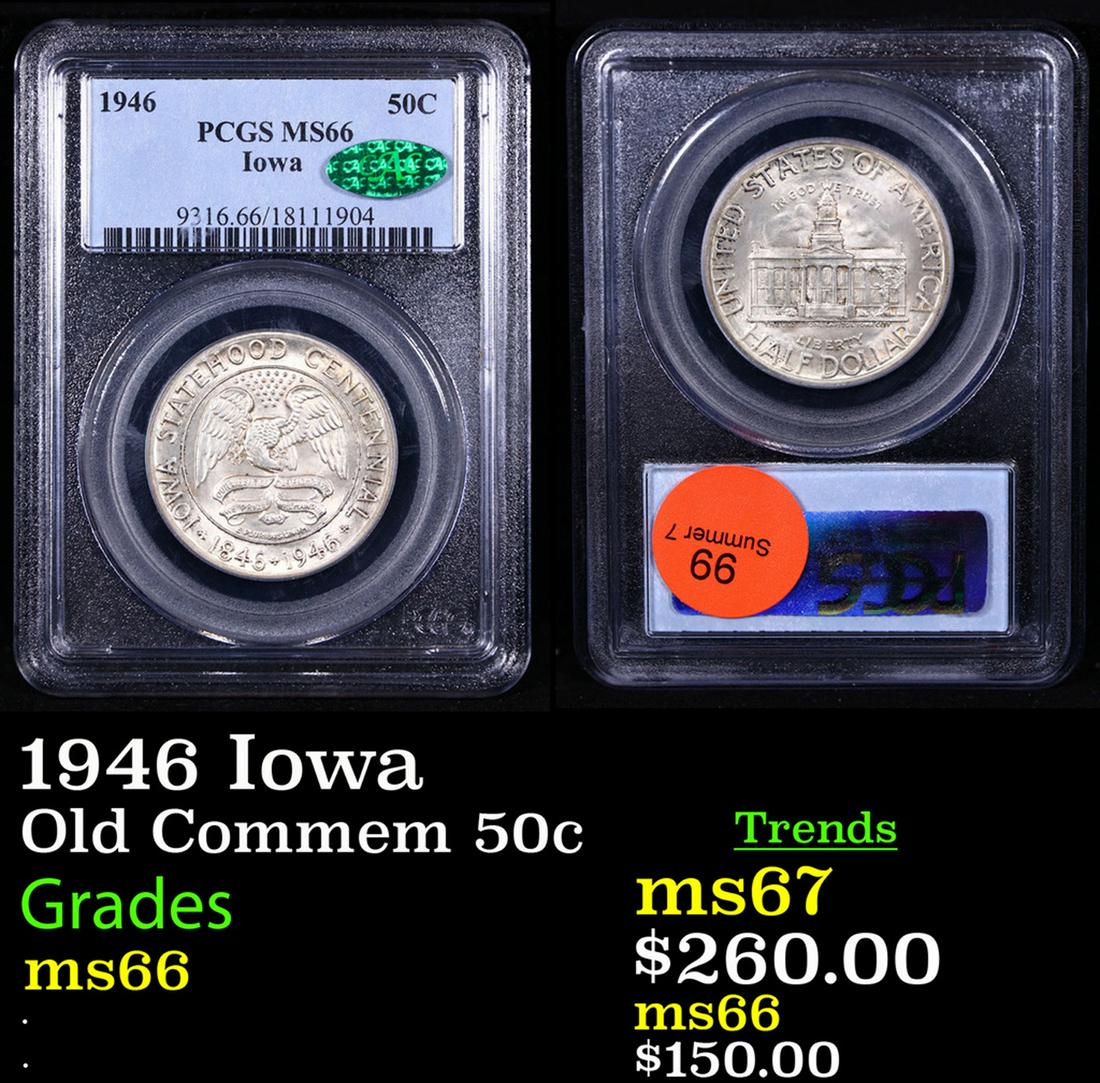 PCGS 1946 Iowa Old Commem Half Dollar CAC 50c Graded ms66 By PCGS (1 of 3)