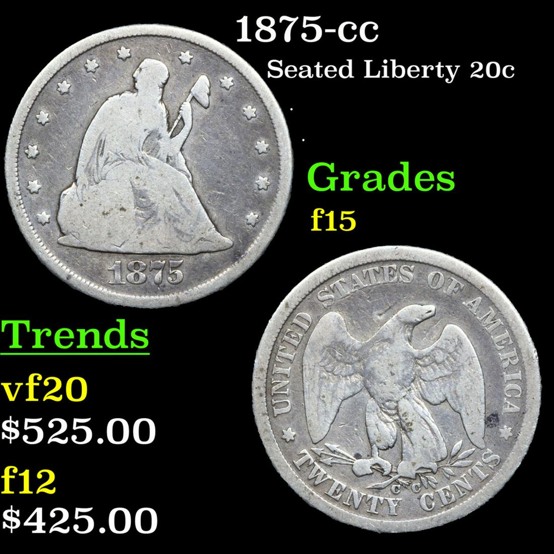 1875-cc Twenty Cent Piece 20c Grades f+ (1 of 3)