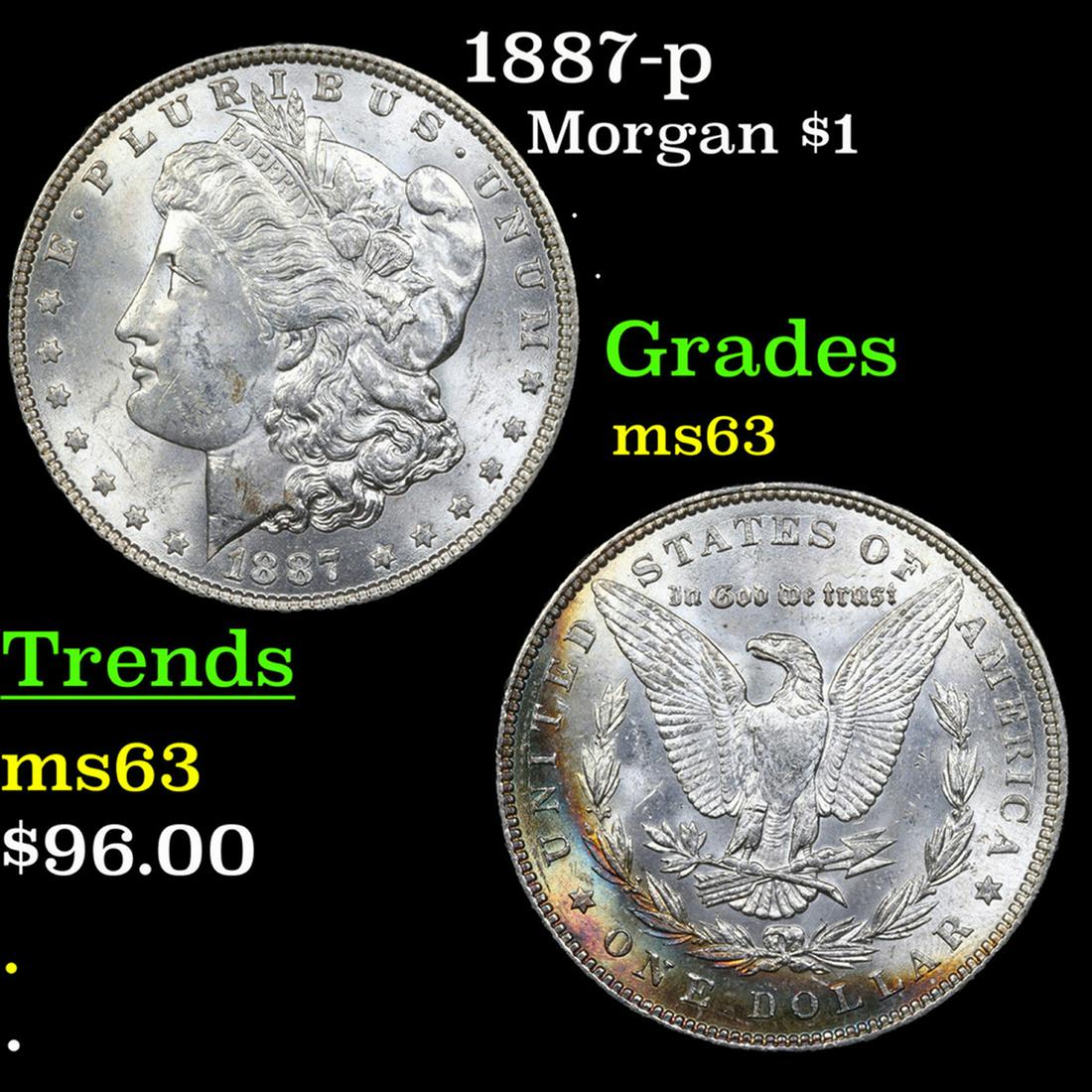 1887-p Morgan Dollar 1 Grades Select Unc (1 of 3)
