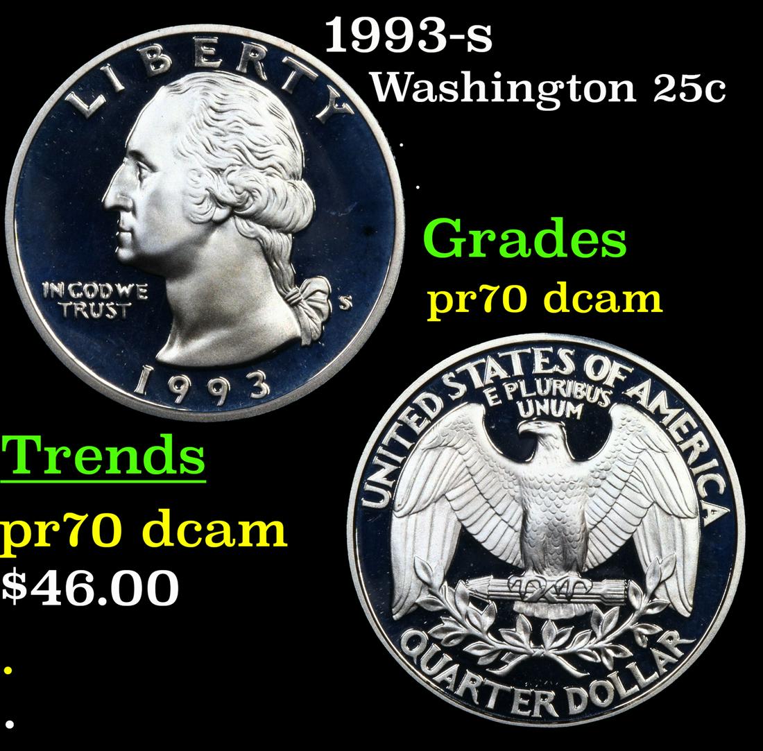 Proof 1993-s Washington Quarter 25c Graded pr70 dcam By SEGS (1 of 5)
