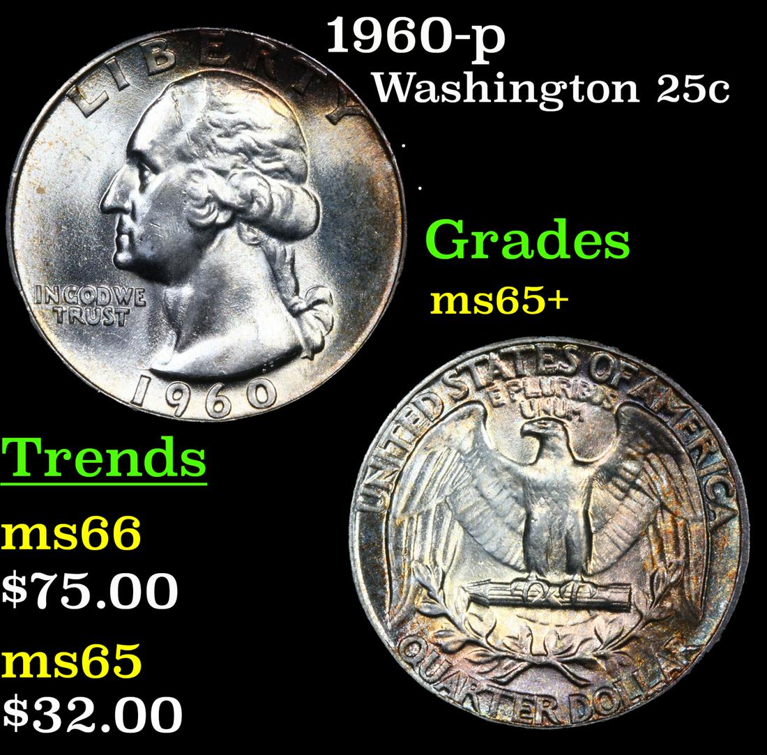 1960-p Washington Quarter 25c Grades GEM+ Unc (1 of 3)
