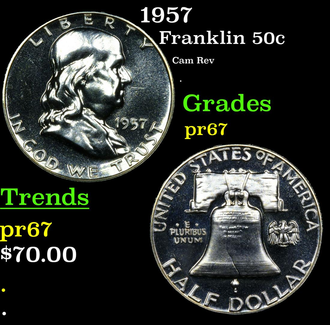 Proof 1957 Franklin Half Dollar 50c Grades GEM++ Proof (1 of 5)