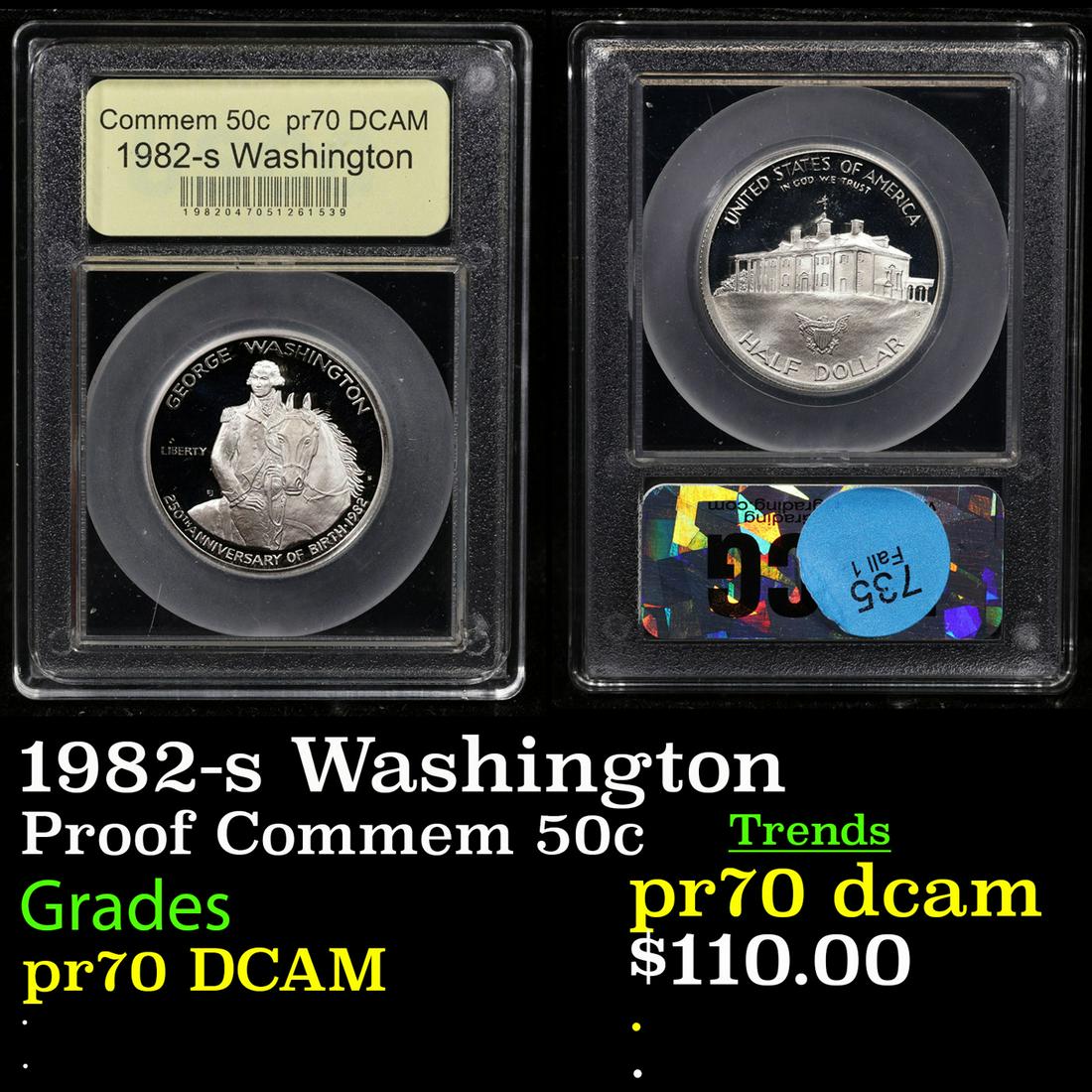 Proof 1982-s Washington Modern Commem Half Dollar 50c Graded GEM++ Proof Deep Cameo By USCG (1 of 3)