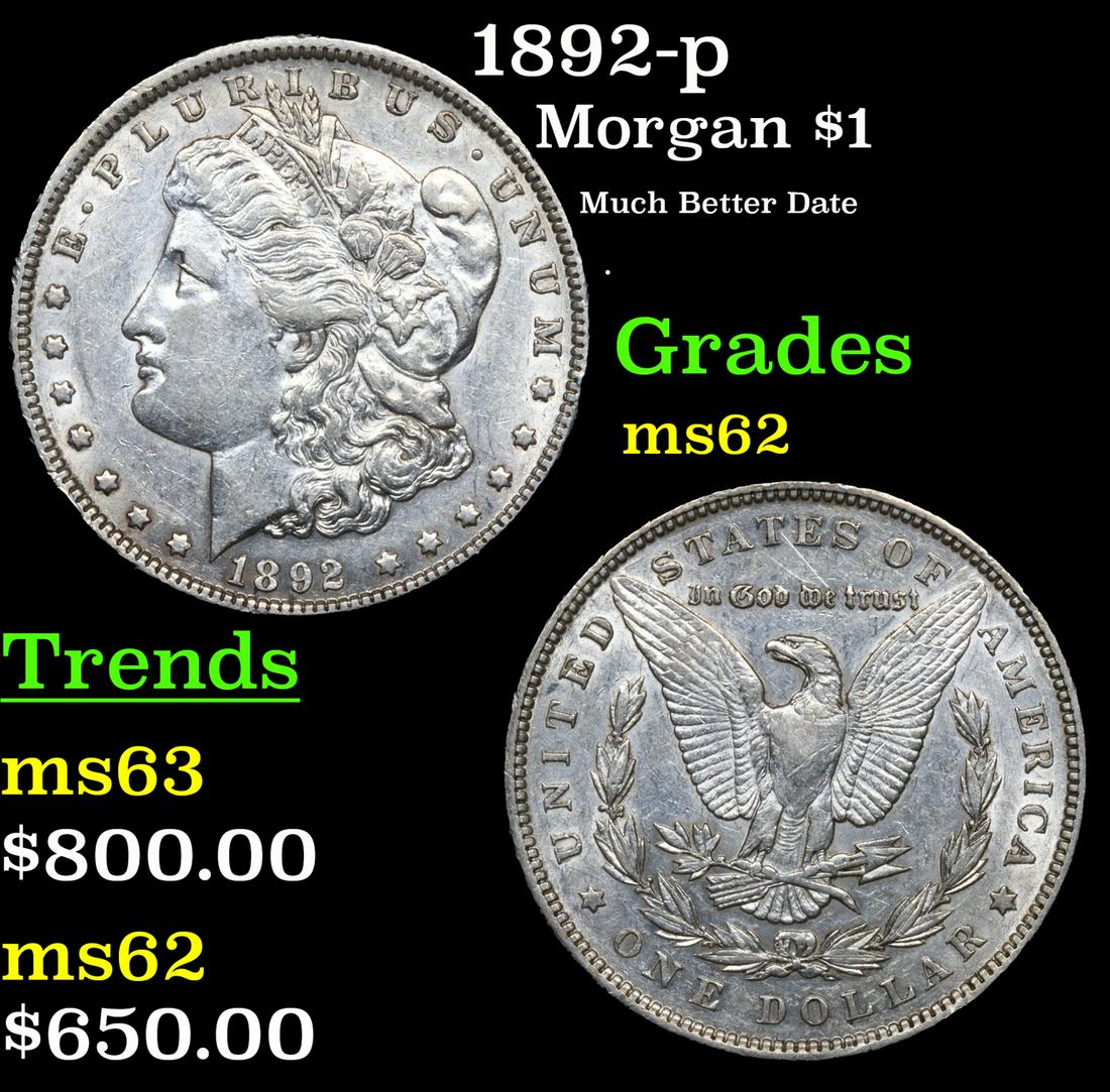1892-p Morgan Dollar $1 Grades Select Unc (1 of 3)