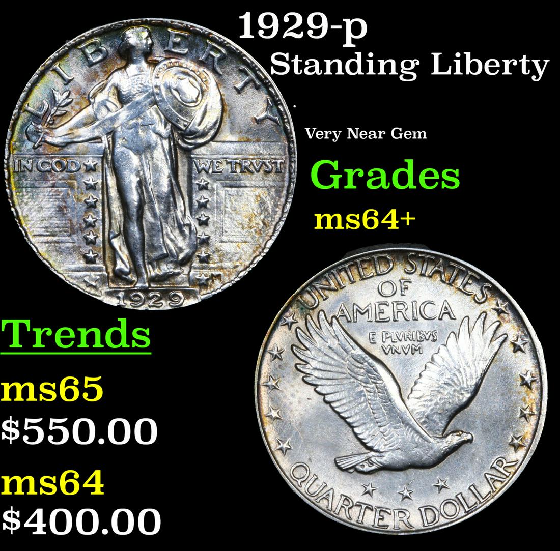 1929-p Standing Liberty Quarter 25c Grades Choice+ Unc (1 of 3)
