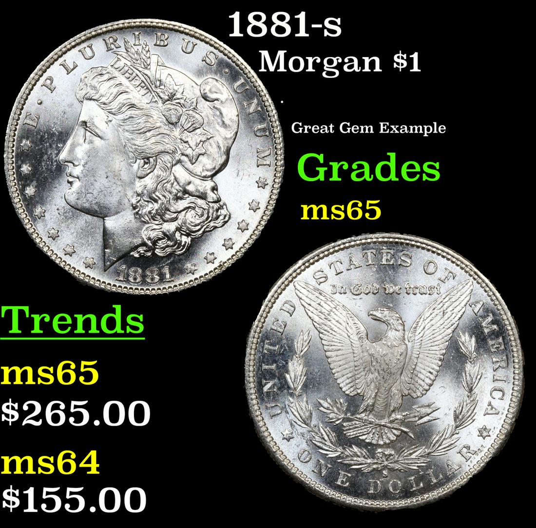 1881-s Morgan Dollar $1 Grades GEM Unc (1 of 3)