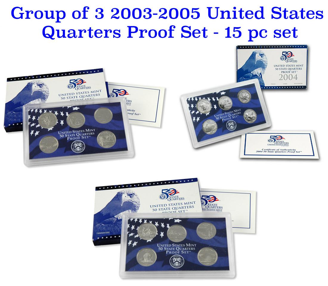 Group of 3 2003-2005 United States Quarters Proof Set - 15 pc set (1 of 4)