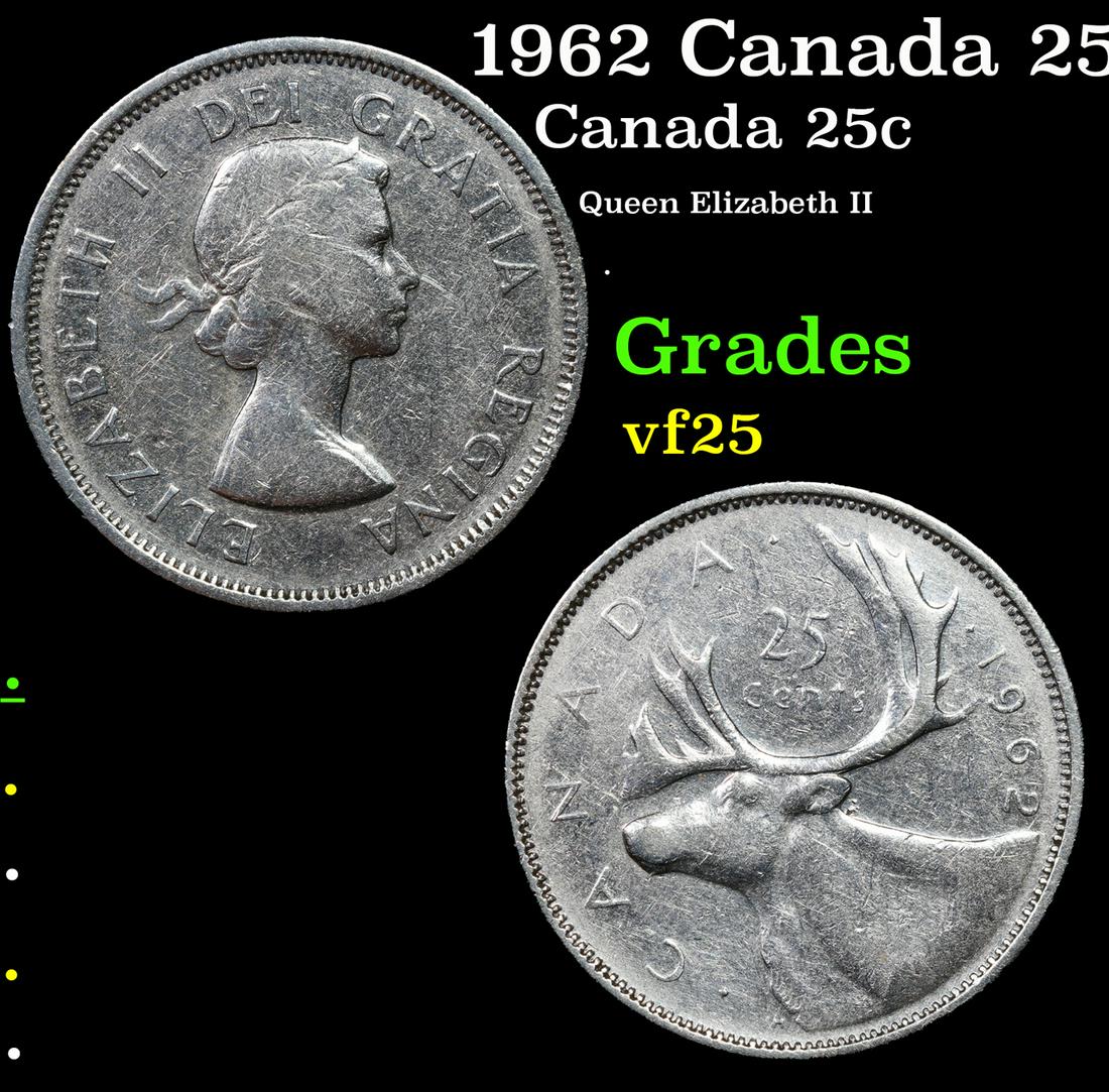 1962 Canada 25 Cents 25c KM-52 Grades vf+ (1 of 3)