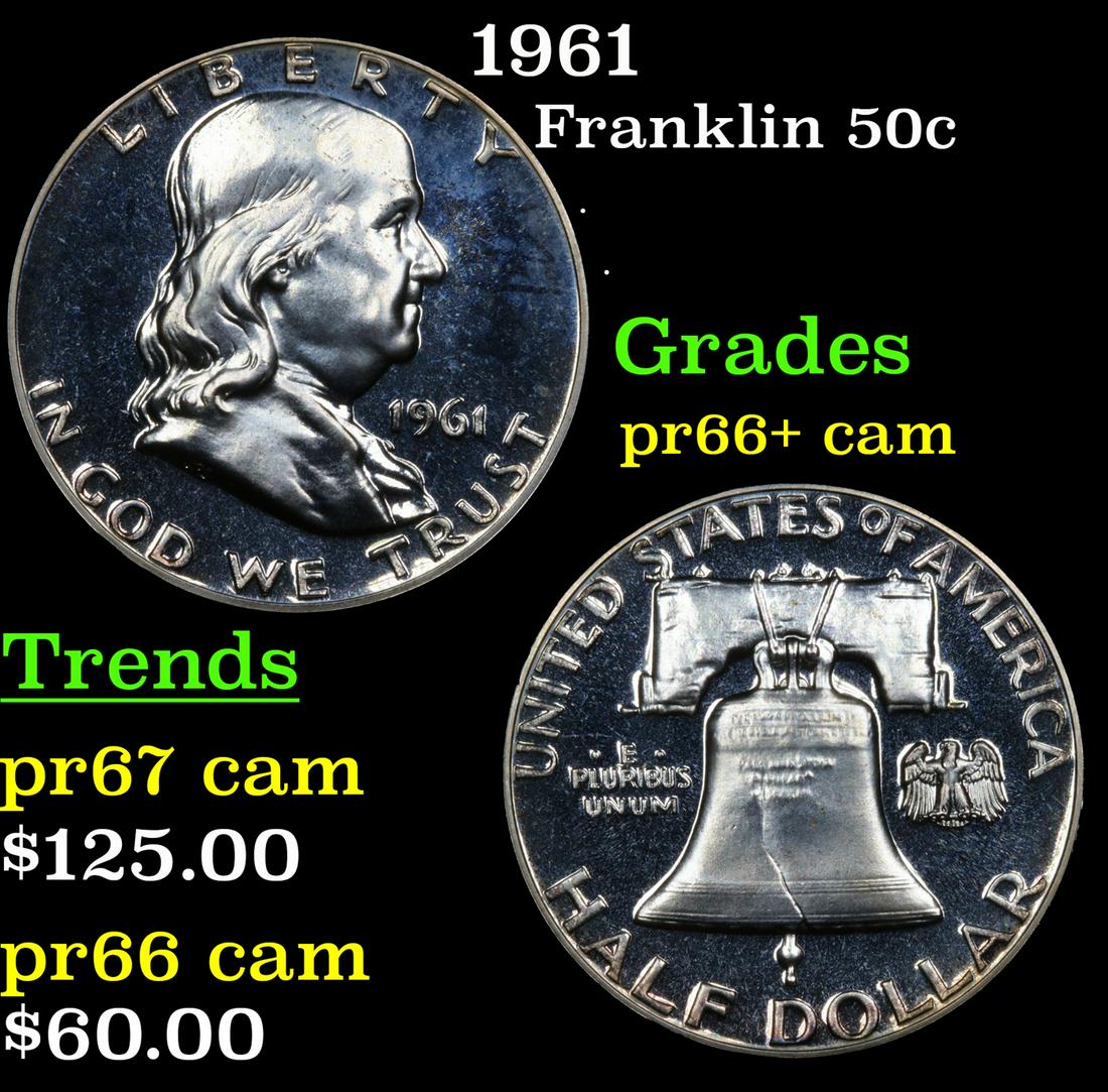 Proof 1961 Franklin Half Dollar 50c Grades GEM++ Proof Cameo (1 of 5)