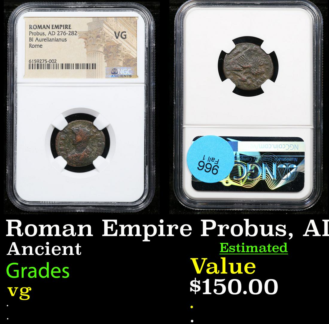 NGC Roman Empire Probus, AD 276-282, BI Aurelianiaus. Rome. Graded vg By NGC (1 of 3)