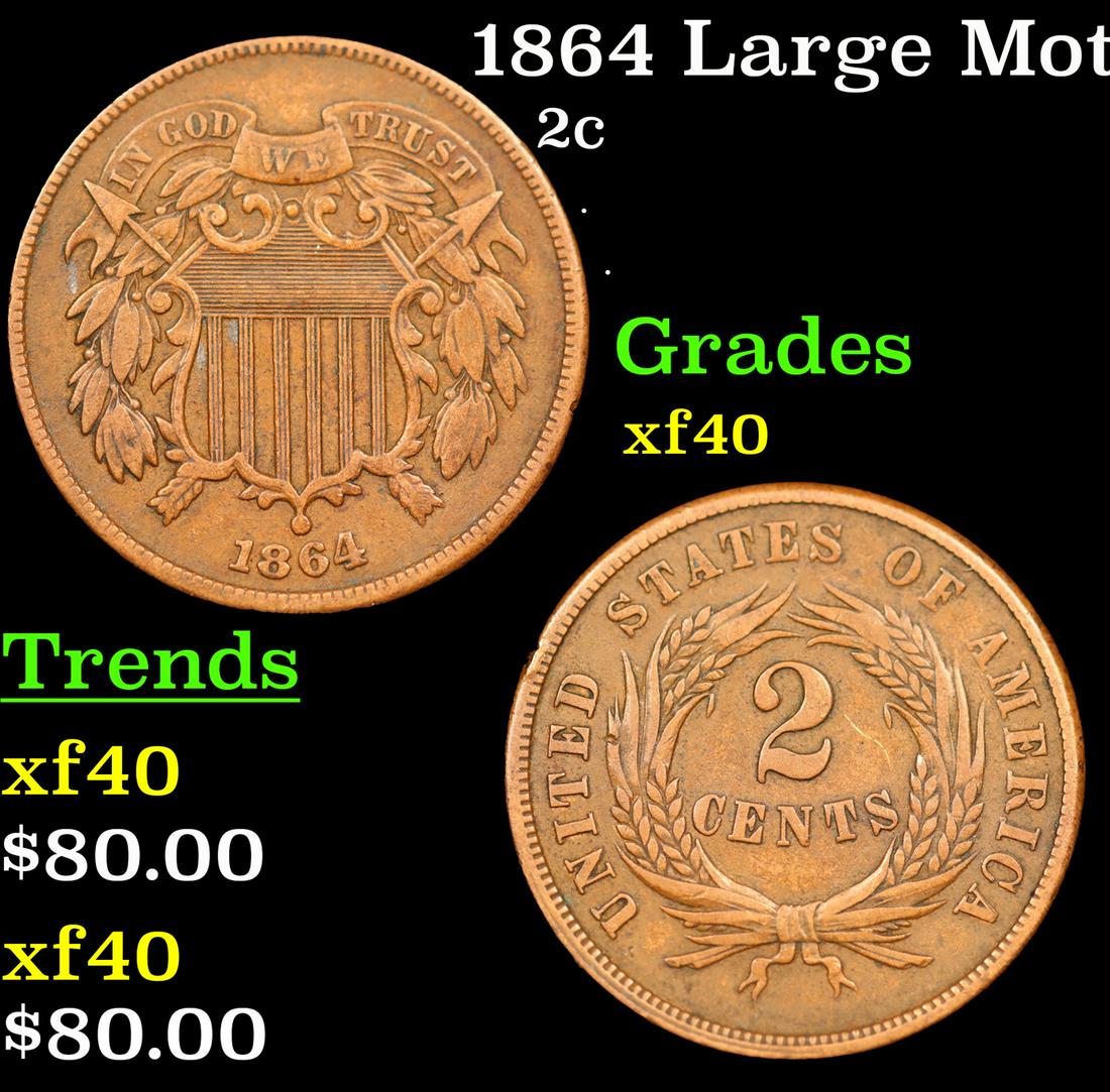 1864 Large Motto Two Cent Piece 2c Grades xf (1 of 3)