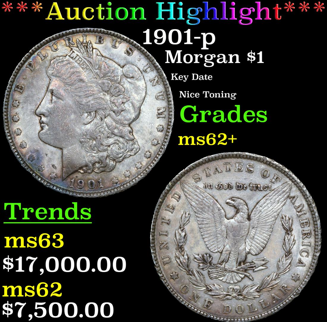 ***Auction Highlight*** 1901-p Morgan Dollar $1 Graded ms62+ By SEGS (fc) (1 of 3)