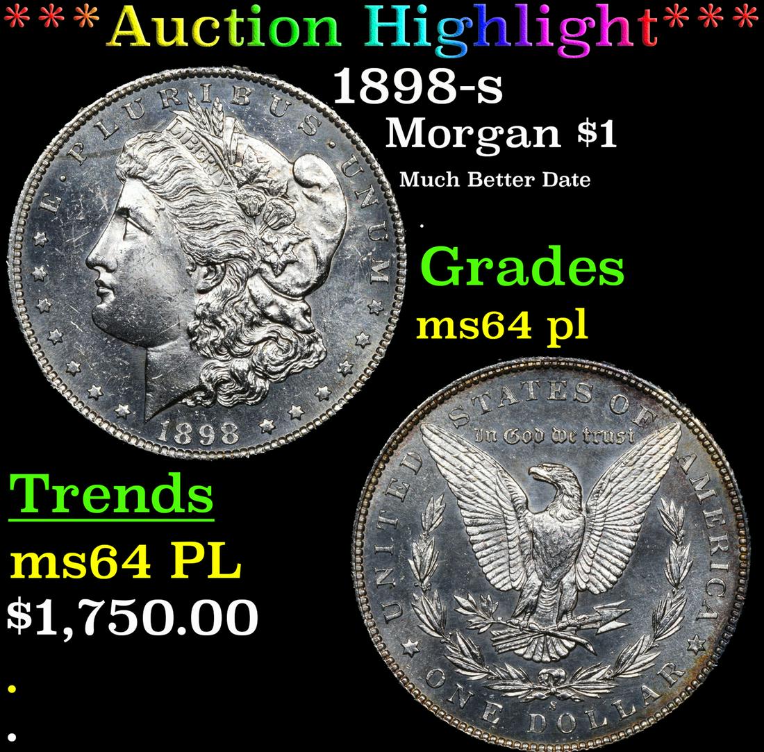 ***Auction Highlight*** 1898-s Morgan Dollar $1 Graded ms64 pl By SEGS (fc) (1 of 5)