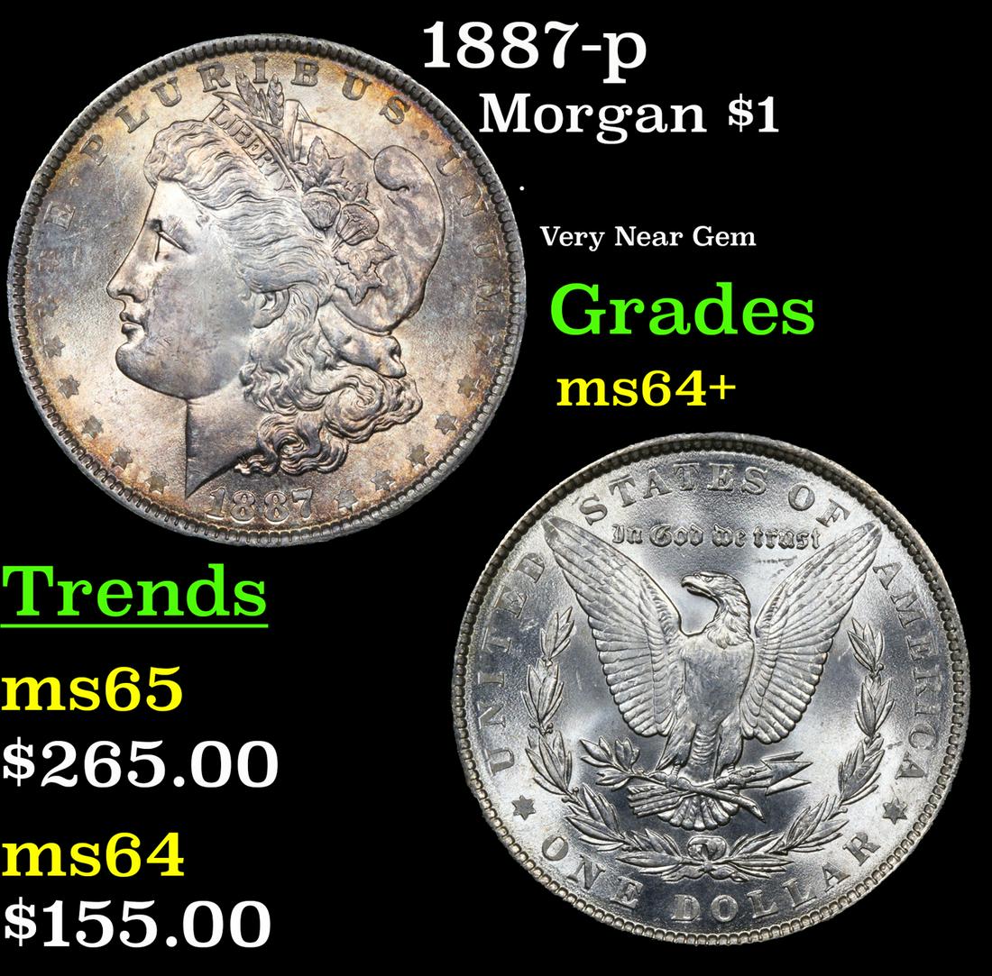 1887-p Morgan Dollar $1 Grades Choice+ Unc (1 of 3)